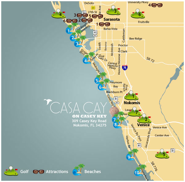 Map of the Beaches by Casa Cay